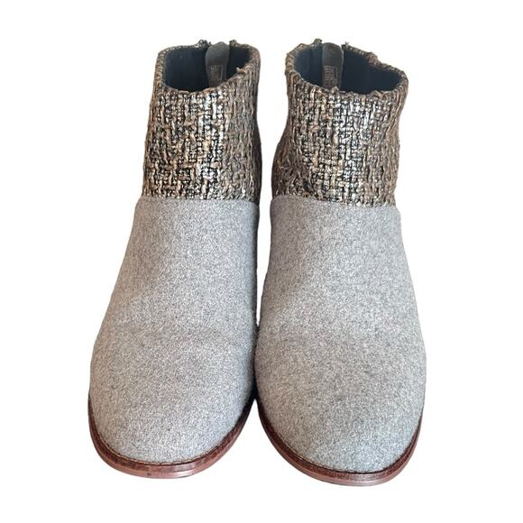 TOMS Leila Bootie Grey Felt Metallic Tweed Shine‎ Boucle Boot Women's Size 8.5 - Picture 3 of 7